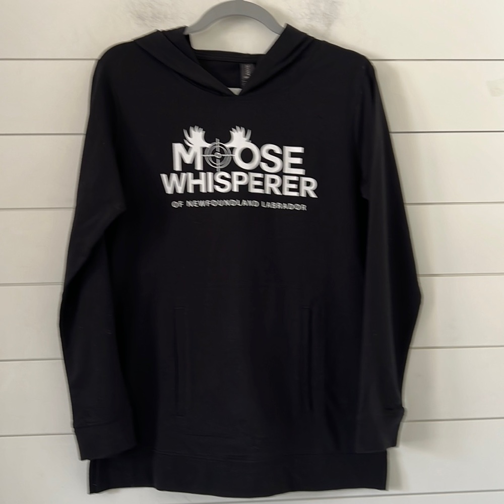 Newfoundland & Labrador size S Moose Whisperer Black light Terry hoodie Anvil